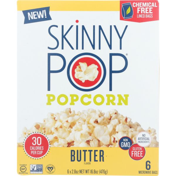 SKINNY POP: Butter Microwave Popcorn, 16.8 oz