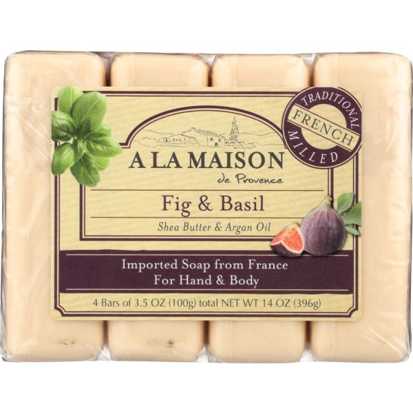 A LA MAISON: Fig & Basil Bar Soap 4 Bars Value Pack, 14 oz