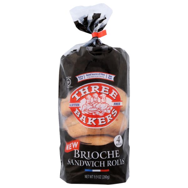 THREE BAKERS: Brioche Sandwich Rolls, 9.9 oz
