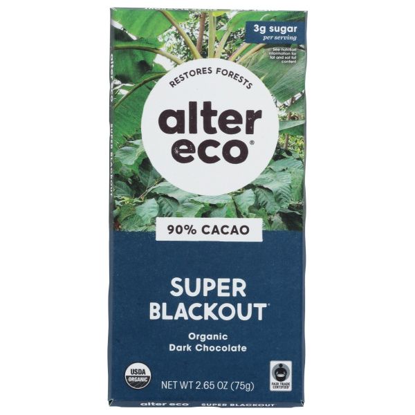ALTER ECO: Organic Chocolate Bar Super Blackout, 2.65 oz