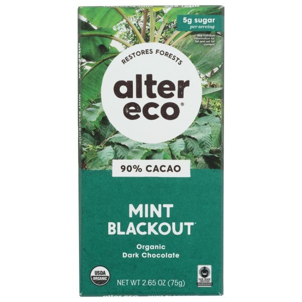 ALTER ECO: Mint Blackout Organic Dark Chocolate Bar, 2.65 oz