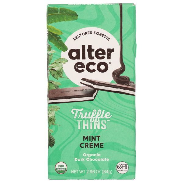 ALTER ECO: Mint Creme Truffle Thins Chocolate Bar, 2.96 oz