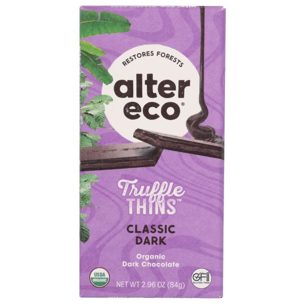 ALTER ECO: Classic Dark Truffle Thins Chocolate Bar, 2.96 oz