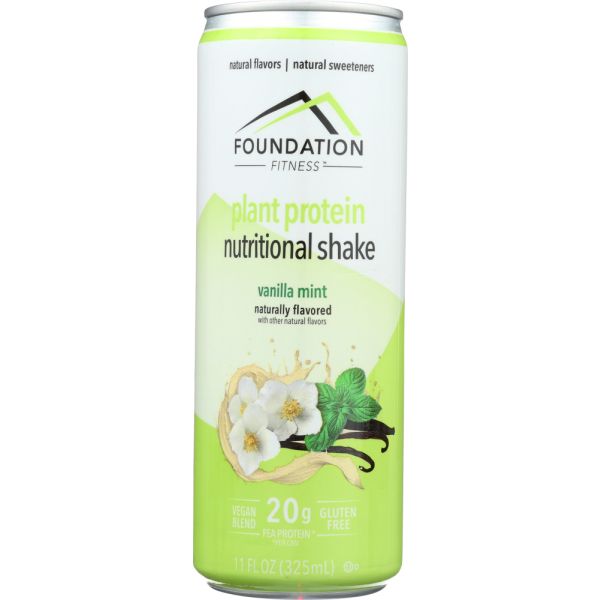 FOUNDATION FITNESS: Vanilla Mint Plant Protein Shake 20g, 11 fl oz