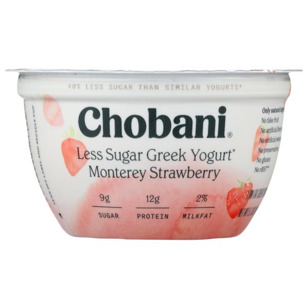 CHOBANI: Yogurt Less Sugar Monterey Strawberry, 5.3 oz