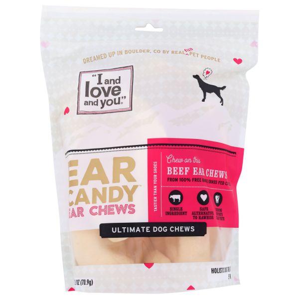 I&LOVE&YOU: Ear Candy Beef Ear Chews 5Ct, 2.5 oz
