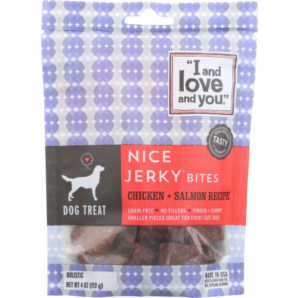 I&LOVE&YOU: Nice Jerky Bites Dog Treats Chicken and Salmon, 4 oz