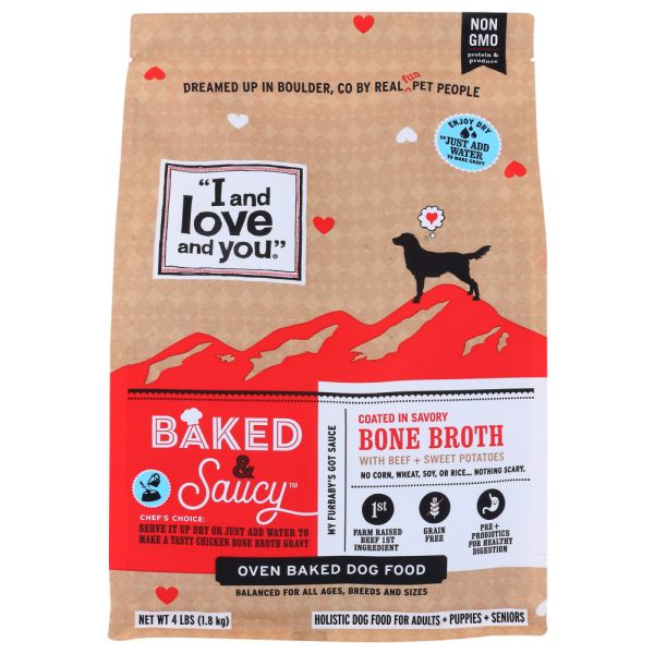 I AND LOVE AND YOU: Beef and Sweet Potatoes Bone Broth Dog Food, 4 lb