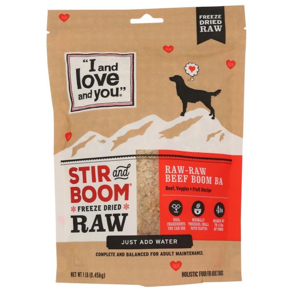 I&LOVE&YOU: Stir and Broom Freeze Dried Raw-Raw Beef Dog Food, 1 lb