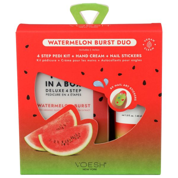 VOESH: Watermelon Burst Duo Plus Sticker 4 Step Pedi Kit, 4.64 oz