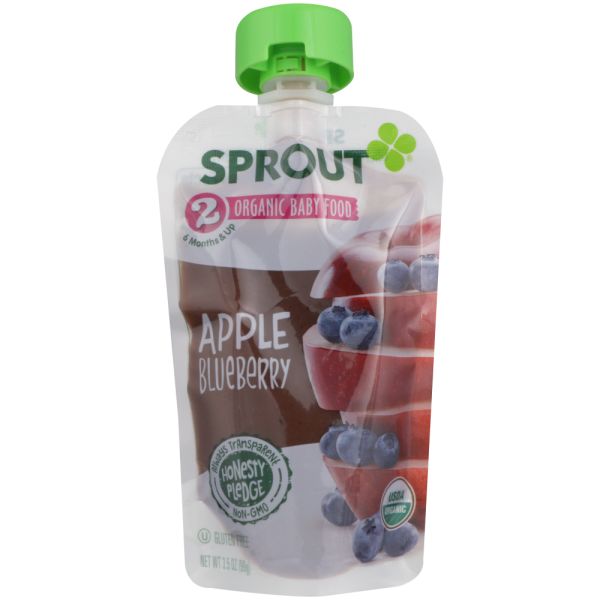 SPROUT: Baby Food Apple Blueberry, 3.5 oz
