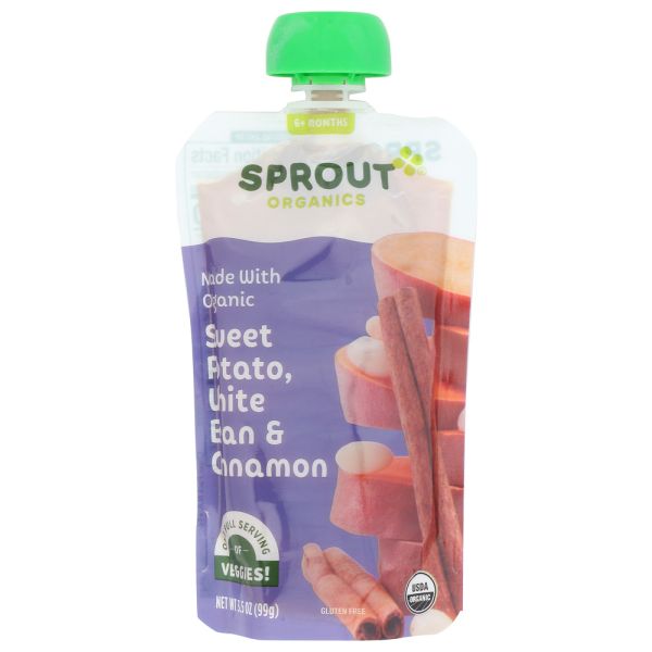 SPROUT: Sweet Potato White Beans With Cinnamon Baby Food, 3.5 oz