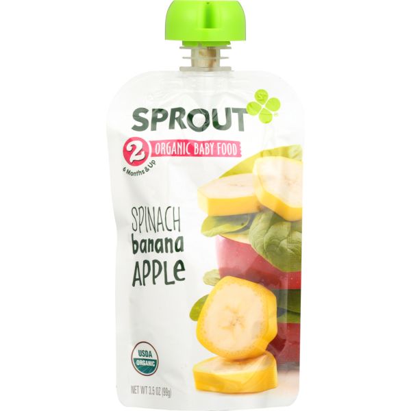 SPROUT: Baby Food Spinach Banana Apple, 3.5 oz