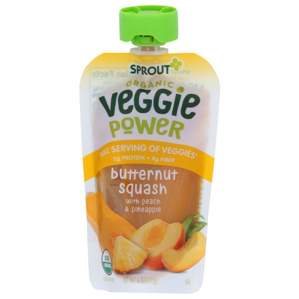 SPROUT: Organic Veggie Power Peach & Pineapple Butternut Squash, 4 oz