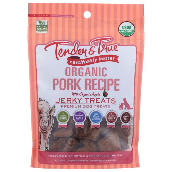 TENDER AND TRUE: Dog Treat Pork Jerky Org, 4 OZ