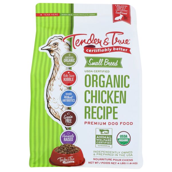 TENDER AND TRUE: Small Breed Organic Chicken Dry Dog Food, 4 lb