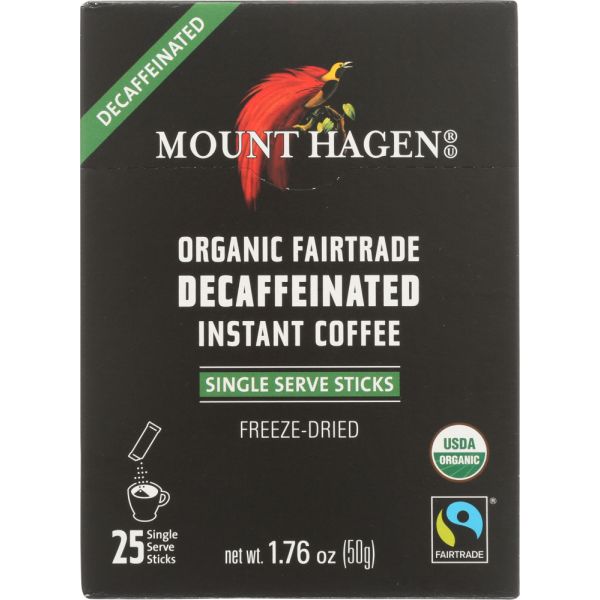 MOUNT HAGEN: Organic Instant Decaffeinated Coffee Single Serve Sticks, 1.76 oz