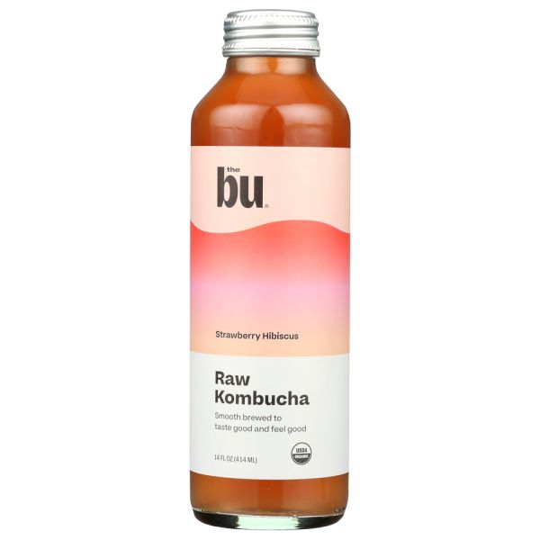 THE BU: Strawberry Hibiscus Raw and Pure Kombucha, 14 oz