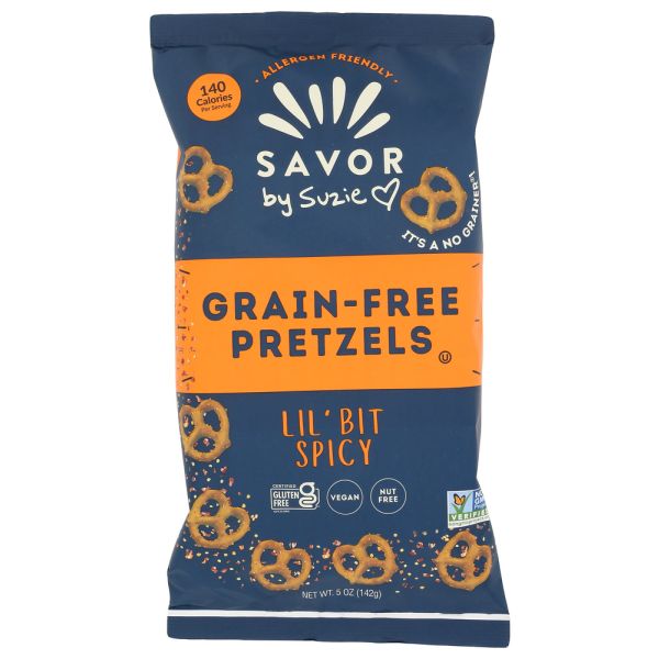 SAVOR BY SUZIE: Lil Bit Spicy Grain Free Pretzel, 5 oz