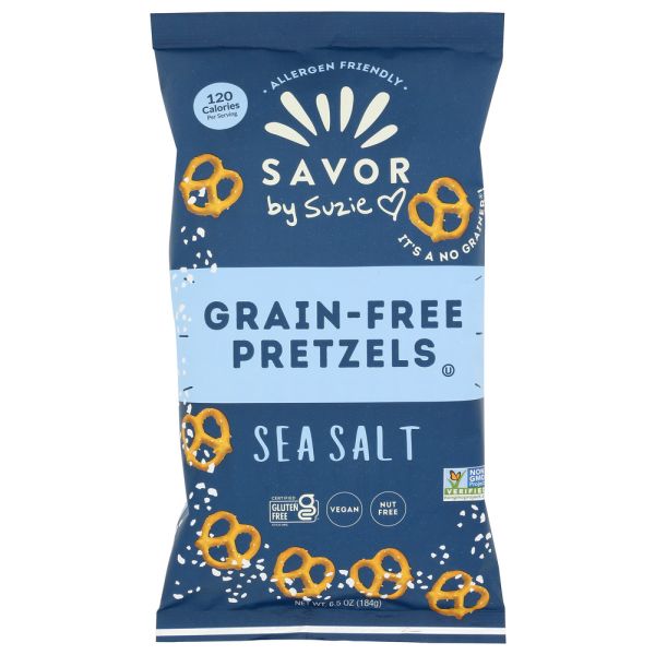 SAVOR BY SUZIE: Grain Free Pretzels Sea Salt Twists, 6.5 oz