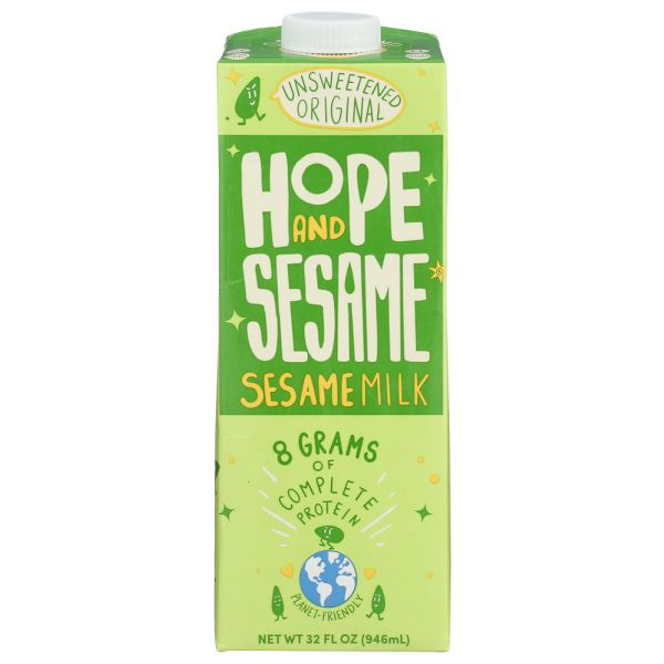 HOPE AND SESAME: Unsweetened Original Sesame Milk, 32 oz