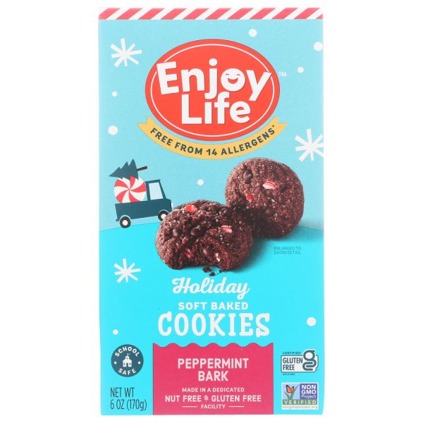 ENJOY LIFE: Holiday Soft Baked Cookies Peppermint Bark, 6 oz