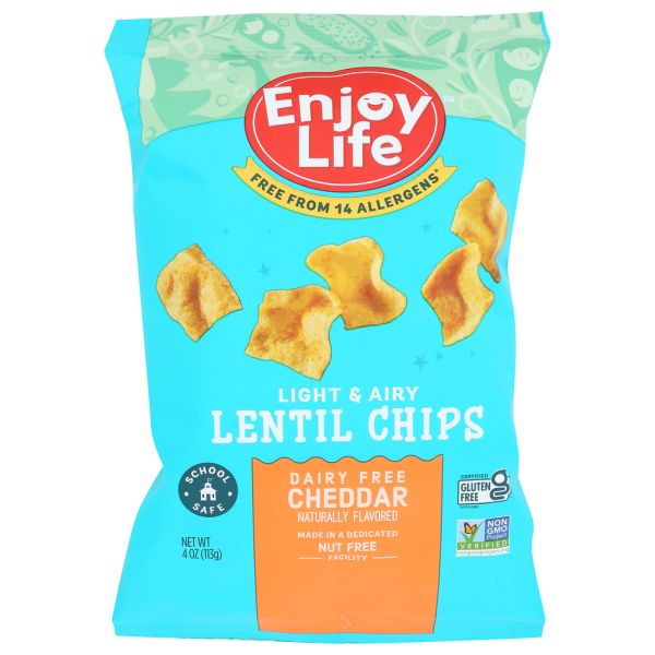 ENJOY LIFE: Cheddar Lentil Chips, 4 oz