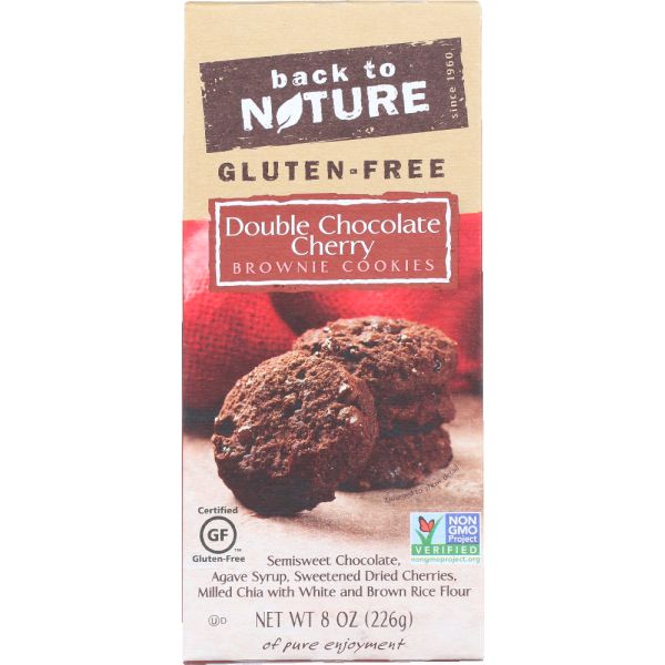 BACK TO NATURE: Gluten Free Double Chocolate Cherry Brownie Cookies, 8 oz
