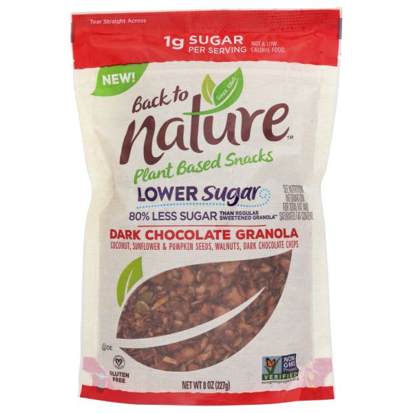 BACK TO NATURE: Lower Sugar Dark Chocolate Granola, 8 oz