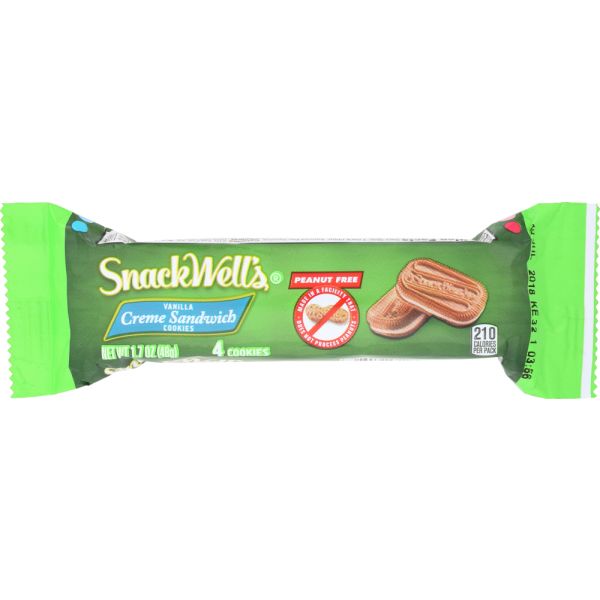 SNACKWELLS: Cookie Vanilla Sandwich Crème 4 Pack, 1.7 oz