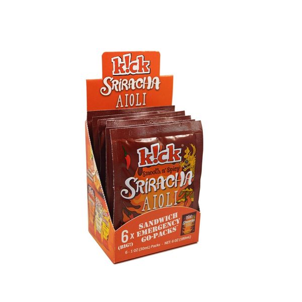 KICK CONDIMENTS: Sriracha Aioli Sandwich Spread and Dipping Sauce 6 Pack, 6 oz