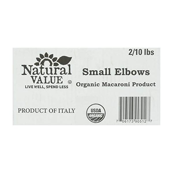 NATURAL VALUE: Pasta-Small Elbows 2-10LB, 20 lb