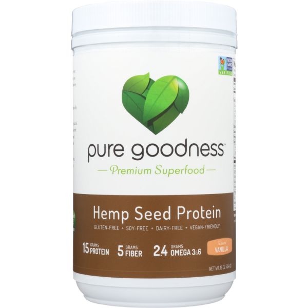 PURE GOODNESS: Hemp Seed Vanilla Protein Powder, 16 oz