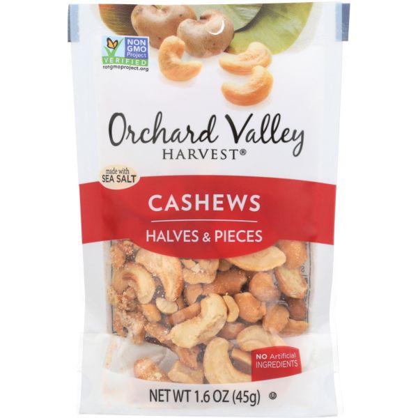 ORCHARD VALLEY HARVEST: Nut Cashew Halves & Pieces with Sea Salt, 1.6 oz