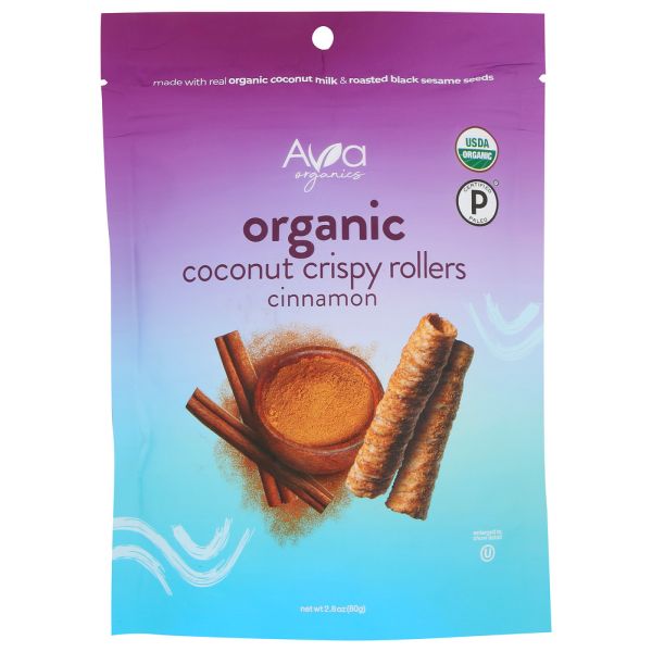 AVA ORGANICS: Cinnamon Coconut Crispy Rollers, 2.8 oz