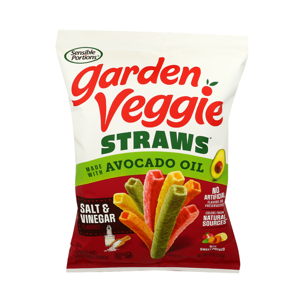 SENSIBLE PORTIONS: Salt And Vinegar Veggie Straws With Avocado Oil, 6 oz