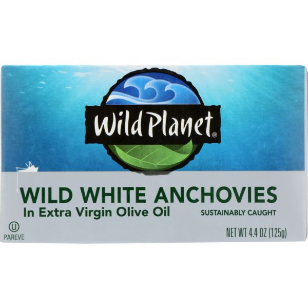 WILD PLANET: Wild White Anchovies in Extra Virgin Olive Oil, 4.4 oz
