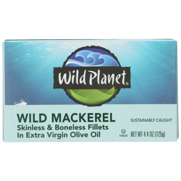 WILD PLANET: Mackerel Wild Fillet in Extra Virgin Olive Oil, 4.4 oz