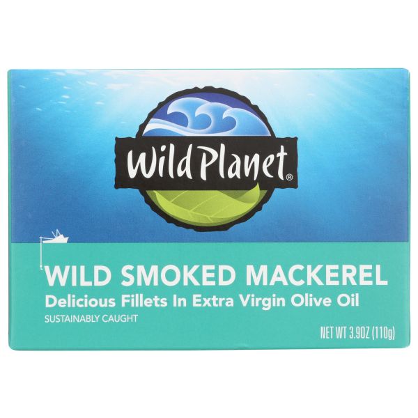 WILD PLANET: Wild Smoked Mackerel Fillets In Extra Virgin Olive Oil, 3.9 oz