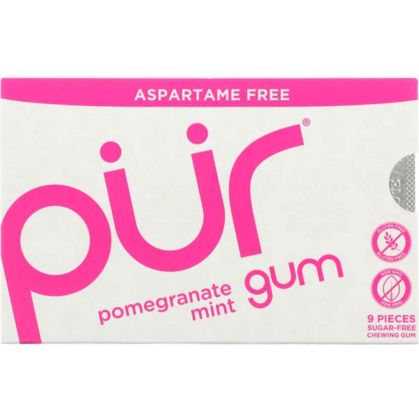 PUR GUM: Aspartame Free Gum Pomegranate Mint, 9 pc