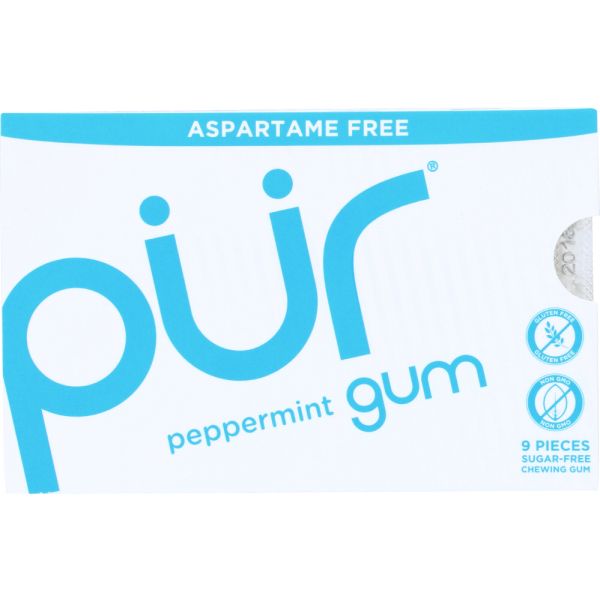 Pur Gum Aspartame Free Gum Peppermint, 9 pc
