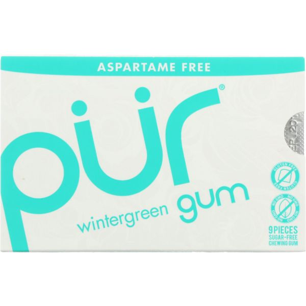 PUR GUM: Aspartame Free Gum Wintergreen, 9 pc