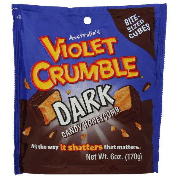 VIOLET CRUMBLE: Honeycomb Dark Chocolate Bite-Sized Cubes, 6 oz