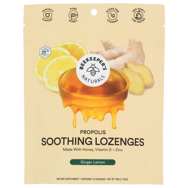 BEEKEEPERS: Ginger Lemon Soothing Lozenges, 50 g