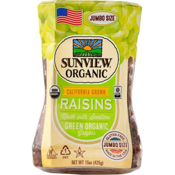 SUNVIEW RAISINS EB: Organic Green Raisins, 15 oz