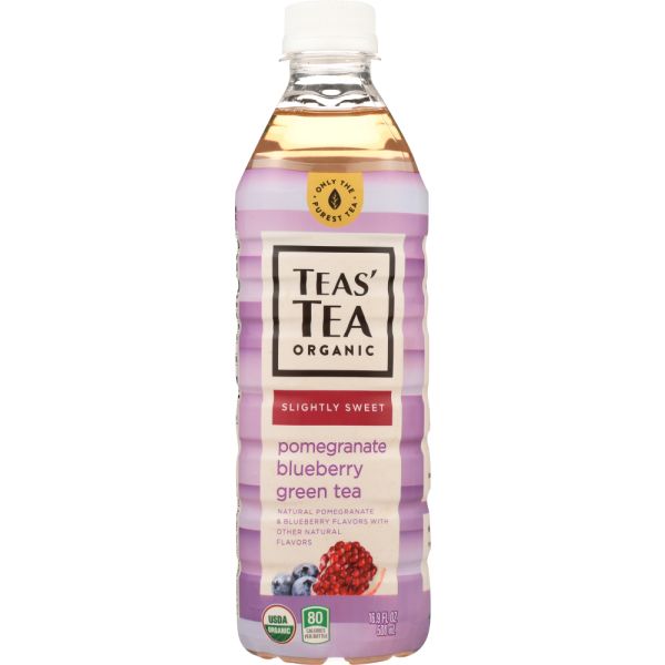 TEAS TEA: Tea Green Slightly Sweet Pomegranate Blueberry Organic, 16.9 oz