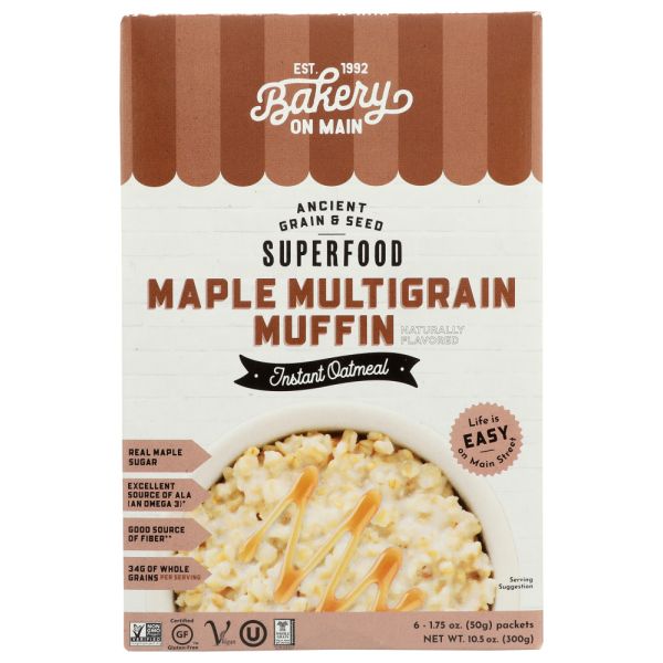 BAKERY ON MAIN: Oatmeal Inst Gf Mpl Mltgrn Muffin 6Ct, 10.56 oz