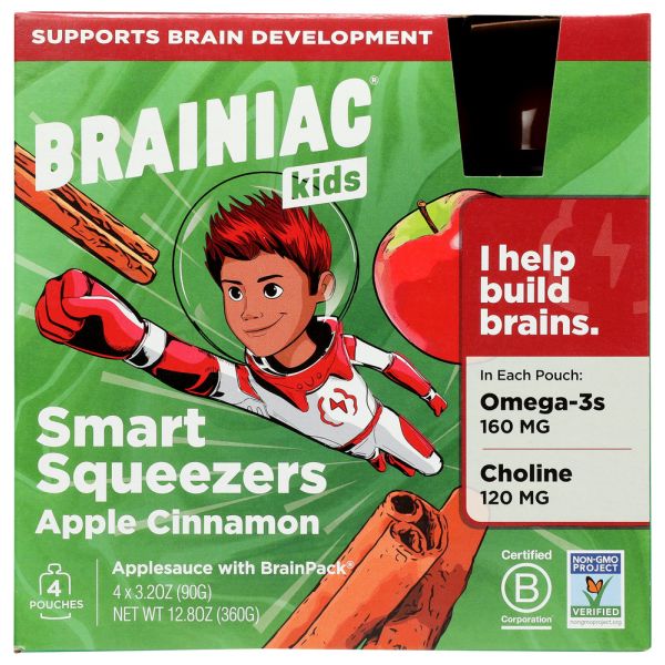 BRAINIAC: Applesauce Cinnamon Kids 4Pk, 12.8 oz