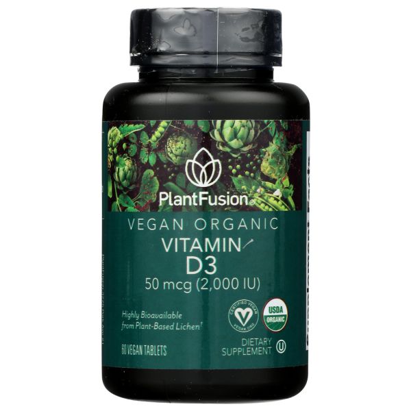 PLANTFUSION: Organic Vitamin D3 50 mcg 2000IU, 60 tb