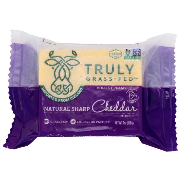 TRULY GRASS FED: Natural Sharp Cheddar Cheese Wedge, 7 oz